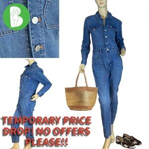 J. CREW BLUE DENIM LONG SLEEVE COTTON BLEND UTILITY JUMPSUIT (6)